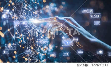 人間と人工知能のつながりを象徴的に表現したもの 人間と人工知能のつながりを象徴的に表現したもの 122699514