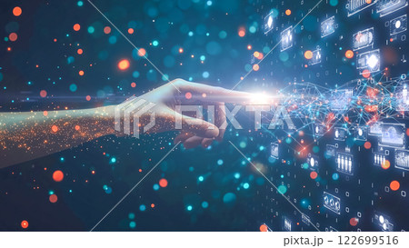 人間と人工知能のつながりを象徴的に表現したもの 122699516