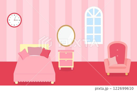ピンクのガーリーな部屋のイラスト 122699610