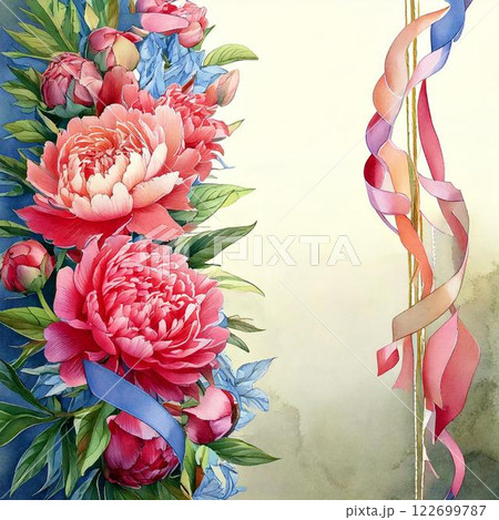 watercolor painting of leaf and flowers, seamless watercolor painting of leaf and flowers, seamless 122699787