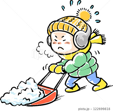 雪かきをしている男の子 122699818