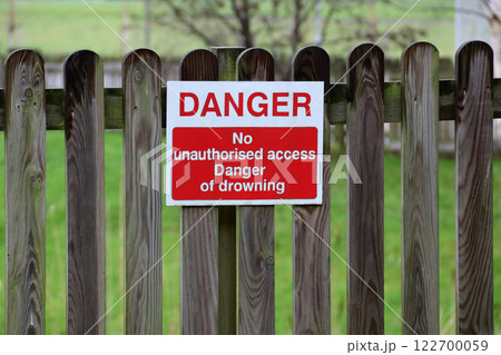 Danger Drowning Sign at a Public Park Area Danger Drowning Sign at a Public Park Area 122700059