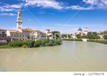 Verona town with flowing The Adige river, Italy, Europe. Verona town with flowing The Adige river, Italy, Europe. 122700278