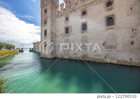 Scaligero Castle in historical centre of Sirmione, on Lake Garda, Italy, Europe. 122700310