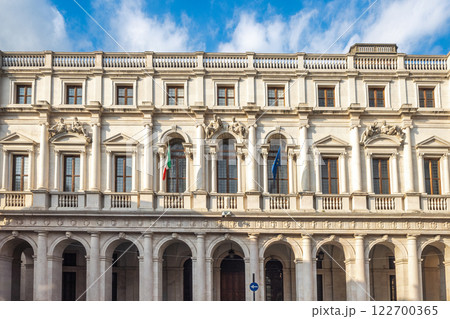 Angelo Mai Civic Library in Palazzo Nuovo palace at Piazza Vecchia square in Bergamo Upper City, Italy, Europe. Angelo Mai Civic Library in Palazzo Nuovo palace at Piazza Vecchia square in Bergamo Upper City, Italy, Europe. 122700365