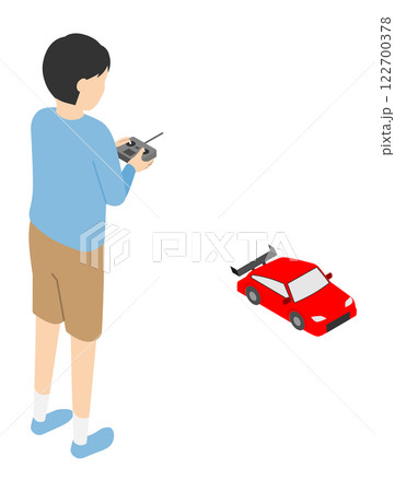 ラジコンカーを操縦する男の子・アイソメトリック 122700378