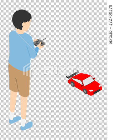 ラジコンカーを操縦する男の子・アイソメトリック 122700378