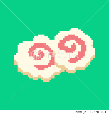 Pixel art narutomaki, Japanese food. Vector illustration. Pixel art narutomaki, Japanese food. Vector illustration. 122701091