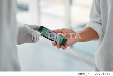 Covid vaccine passport, digital qr code certificate and travel pass on phone screen for health, virus and security clearance. Tourist and airport immigration with mobile app for medical safety data Covid vaccine passport, digital qr code certificate and travel pass on phone screen for health, virus and security clearance. Tourist and airport immigration with mobile app for medical safety data 122701435