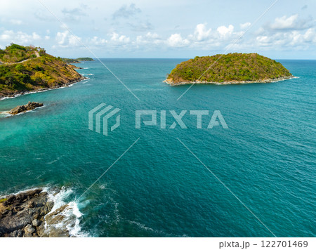 Aerial view Beautiful sea in summer season at Phuket Thailand 122701469