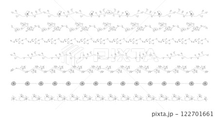 美しい線画のボタニカルのライン花　シンプル、線画、黒線、ナチュラル 122701661