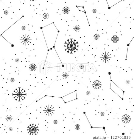 Night Starry Sky, Constellations Christmas Pattern. Vector Night Starry Sky, Constellations Christmas Pattern. Vector 122701839