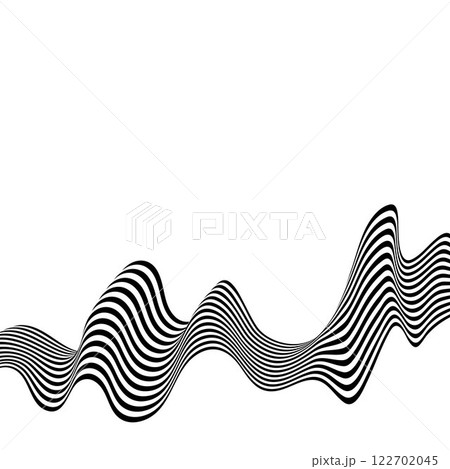 Black and white curved line stripe moving wave abstract background. Eps 10 Black and white curved line stripe moving wave abstract background. Eps 10 122702045