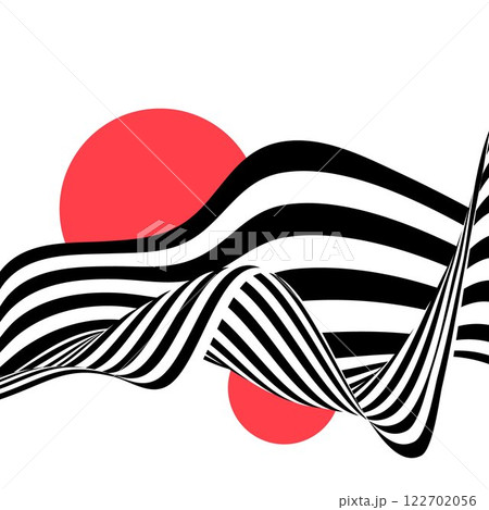 Black wavy lines on a white background with red circles. Eps 10 122702056
