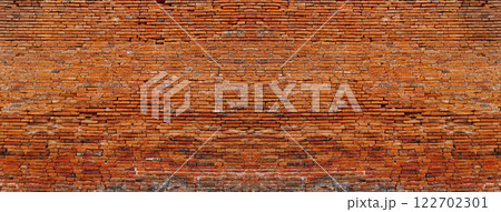 Antique brick wall, old red brick wall, antique red brick texture. 122702301