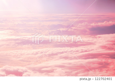 sky with clouds at sunset or dawn, pink color, clouds, natural background 122702401