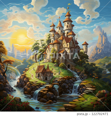 夕焼けに染まる教会 夕焼けに染まる教会 122702471