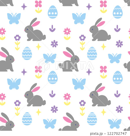 Cute Easter kawaii seamless pattern 122702747