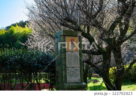 正門の風景　美しい梅の花が開花する季節に映える谷尾崎梅林公園(熊本市) 122702823