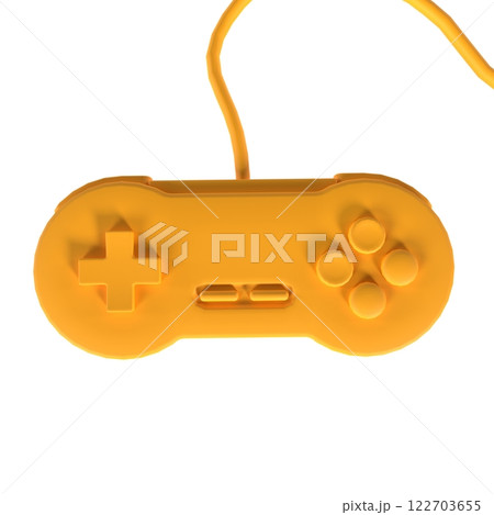 Bright yellow game controller with a retro design 122703655