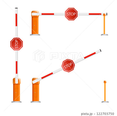 Barrier flock. Parking zone turnpike on white background vector illustration. Railroad and parking zone barrier icon. Barrier flock. Parking zone turnpike on white background vector illustration. Railroad and parking zone barrier icon. 122703750