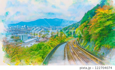 Unwind on the scenic Keage Incline, a tranquil railway ride that combines the charm of a historic train journey with stunning views of Kyoto's landscape. 122704074