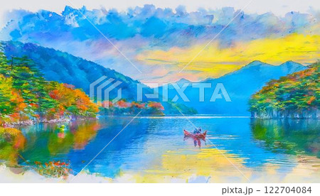 Unwind at Lake Usori, a serene escape offering stunning reflections of the mountains on the crystal-clear waters, creating a memorable and peaceful experience. 122704084