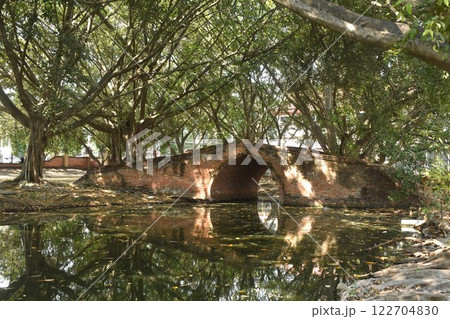 circle bridge at Borom Phuttharam temple ancient and historical in Thailand circle bridge at Borom Phuttharam temple ancient and historical in Thailand 122704830