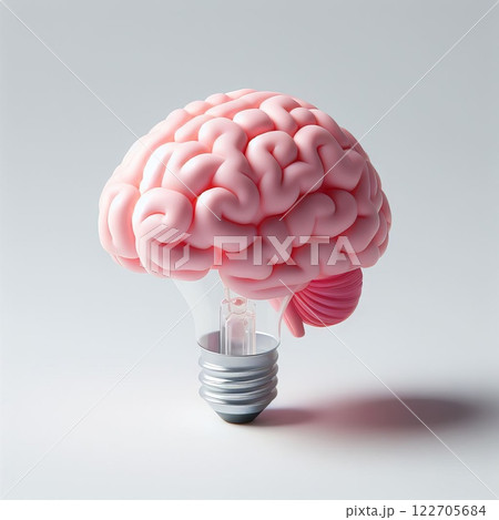 Creative concept of a brain inside a light bulb symbolizing intelligence, innovation, and bright ideas 122705684