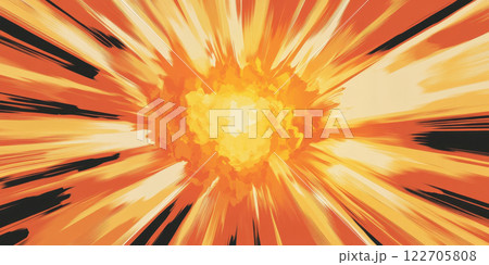 Dynamic abstract explosion in vibrant orange and yellow hues, AI Generative 122705808