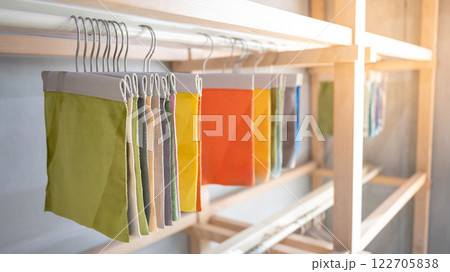 Set of colorful fabric swatch material Set of colorful fabric swatch material 122705838