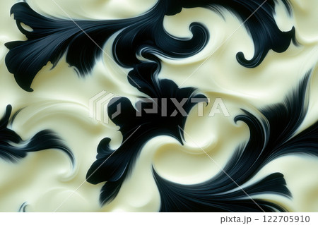 Abstract dark floral design on smooth cream background, AI Generative 122705910