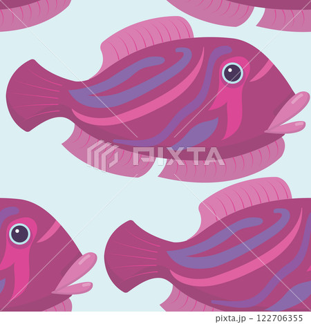 Simple pink fish. Vector illustration. Seamless pattern. Simple pink fish. Vector illustration. Seamless pattern. 122706355