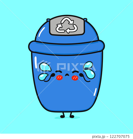 Crying Trash Can Character. Sad Trash Can Cartoon Emoticon 122707075