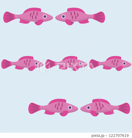 Simple pink fish. Vector illustration. Seamless pattern. Simple pink fish. Vector illustration. Seamless pattern. 122707619