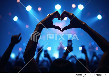 ペンライトで盛り上がるイベント会場 ペンライトで盛り上がるイベント会場 122708103