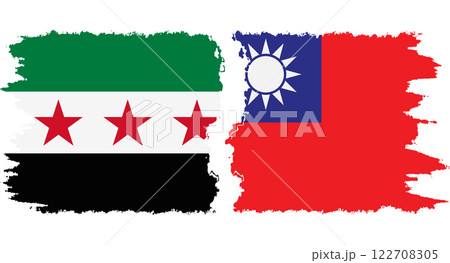 Taiwan and Syrian Revolution grunge flags connection vector Taiwan and Syrian Revolution grunge flags connection vector 122708305