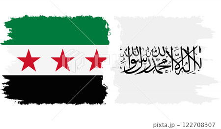 Afghanistan and Syrian Revolution grunge flags connection vector 122708307