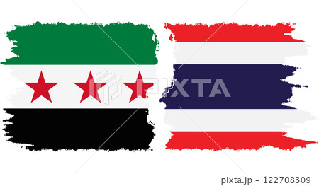 Thailand and Syrian Revolution grunge flags connection vector Thailand and Syrian Revolution grunge flags connection vector 122708309