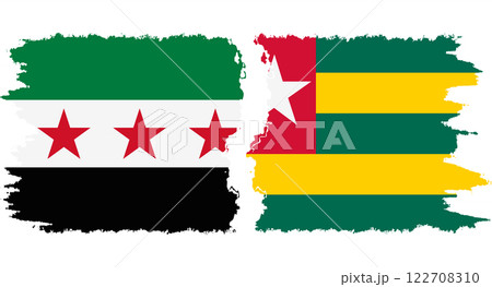 Togolese Republic and Syrian Revolution grunge flags connection vector Togolese Republic and Syrian Revolution grunge flags connection vector 122708310