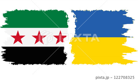 Ukraine and Syrian Revolution grunge flags connection vector Ukraine and Syrian Revolution grunge flags connection vector 122708325