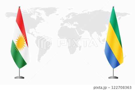 Kurdistan and Gabon flags for official meeting Kurdistan and Gabon flags for official meeting 122708363