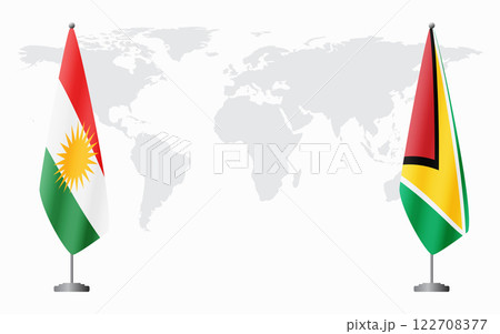 Kurdistan and Guyana flags for official meeting 122708377