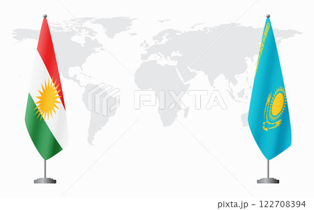 Kurdistan and Kazakhstan flags for official meeting 122708394