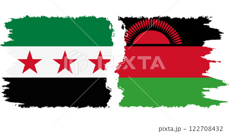 Malawi and Syrian Revolution grunge flags connection vector 122708432