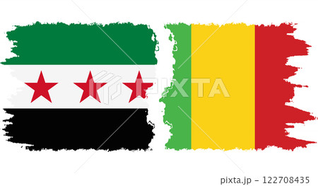 Mali and Syrian Revolution grunge flags connection vector 122708435
