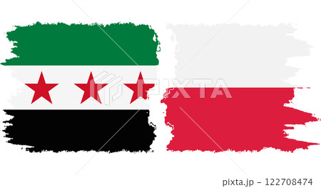 Poland and Syrian Revolution grunge flags connection vector 122708474