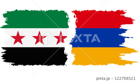 Armenia and Syrian Revolution grunge flags connection vector Armenia and Syrian Revolution grunge flags connection vector 122708521