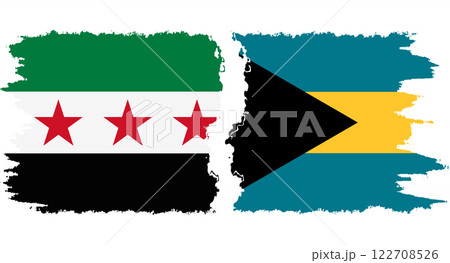 Bahamas and Syrian Revolution grunge flags connection vector Bahamas and Syrian Revolution grunge flags connection vector 122708526