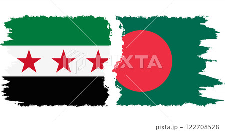 Bangladesh and Syrian Revolution grunge flags connection vector 122708528